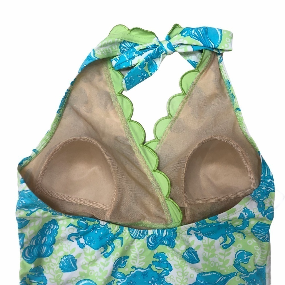 Lilly Pulitzer Halter One Piece Swimsuit Chillin Crab Print Size 4 Beachwear - Picture 5 of 7